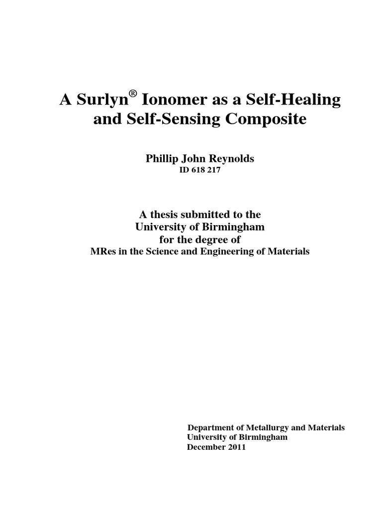 Thesis A Surlyn® Ionomer As A SelfHealing and SelfSensing Composite