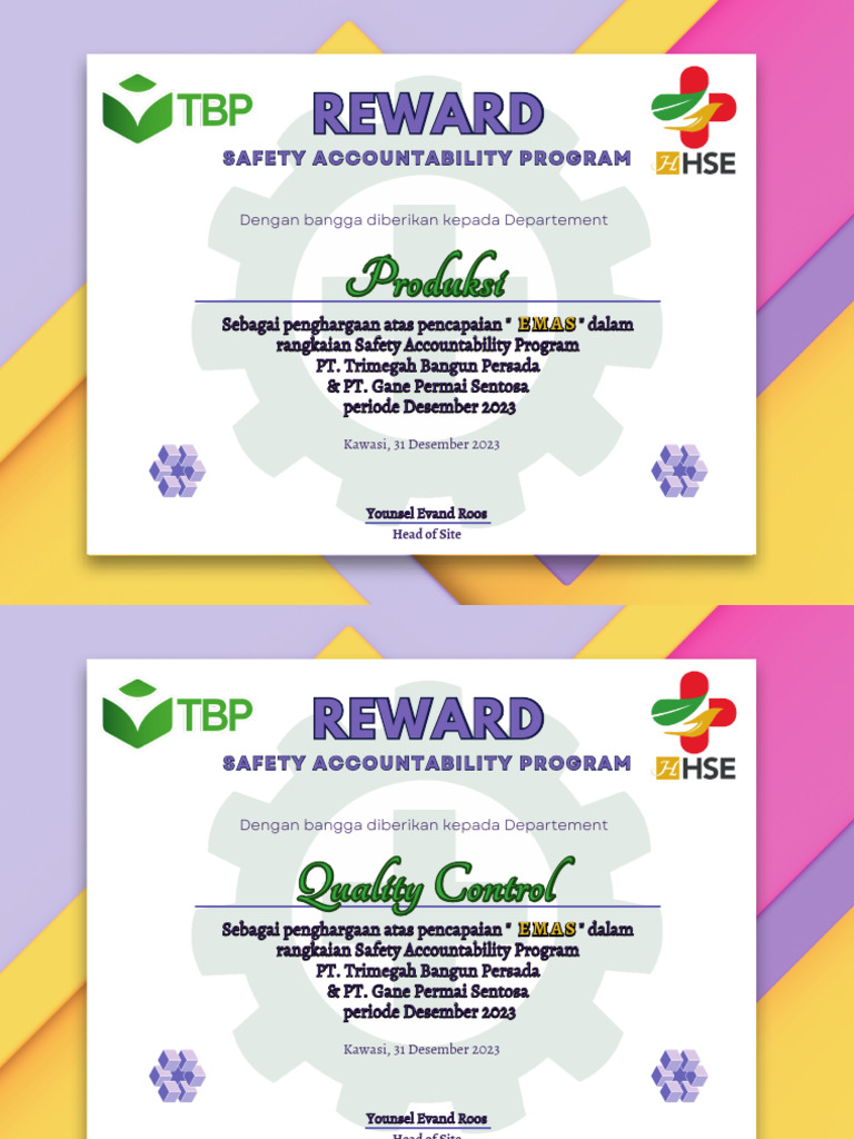Sertifikat Reward SAP | PDF