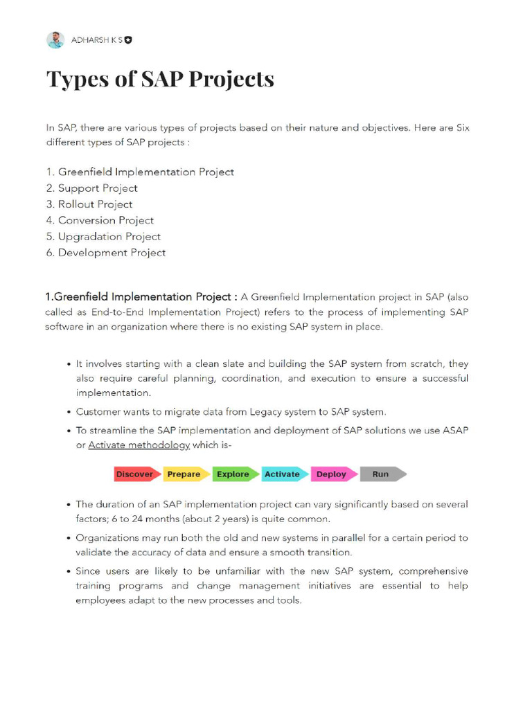 Types of SAP Projects | PDF