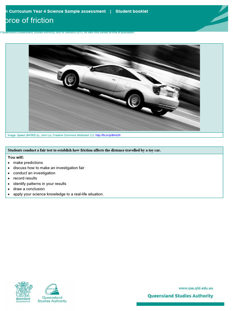 The Force Of Friction Student Booklet Pdf Friction Science