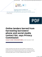 Online Lenders Barred From Harvesting Borrowers' Phone and Social-Media Contact List, Says Privacy Commission National Privacy Commission