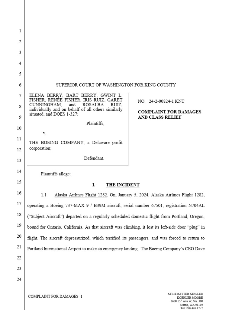 Alaska Airlines Flight 1282 Incident | PDF | Class Action | Lawsuit