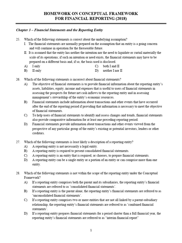 HW On Conceptual Framework Part 2 PDF Historical Cost Fair Value
