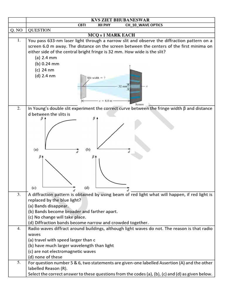 Wave Optics: Diffraction and Interference | PDF | Diffraction | Wavelength