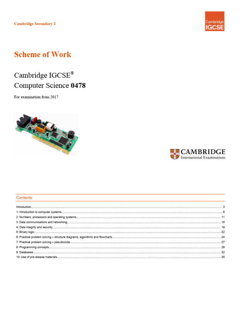 0478 Scheme of Work (For Examination From 2017) | PDF | Data ...