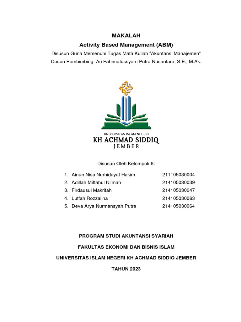 Manajemen Berbasis Aktivitas (ABM) | PDF