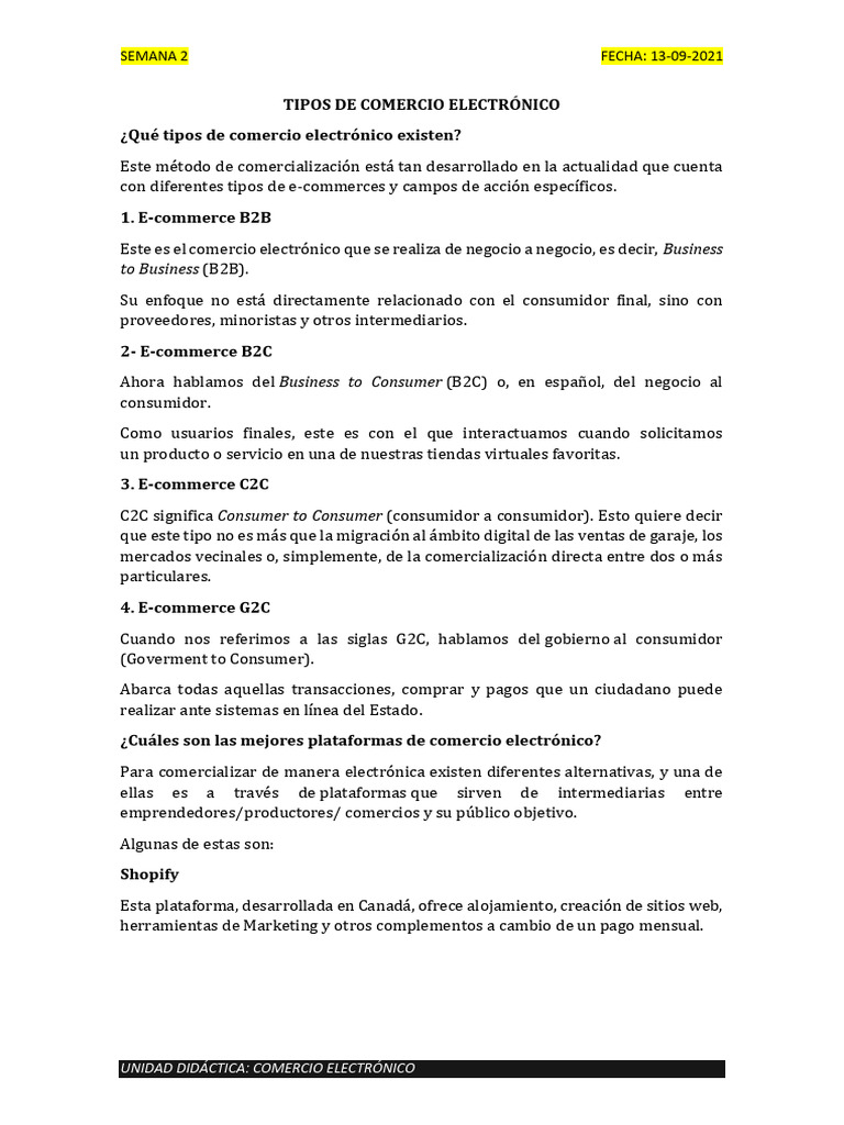 Tipos de Comercio Electronico | PDF | Negocios | Informática