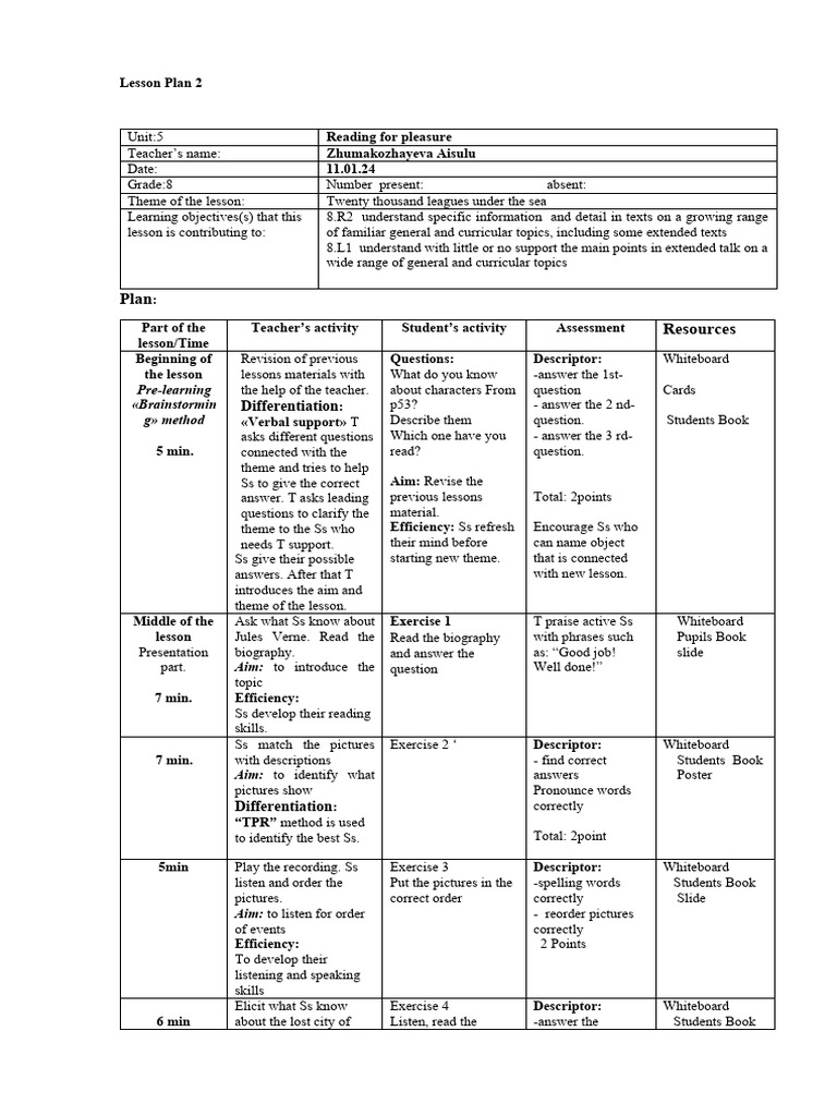 Lesson Plan 2 gr 8 | PDF