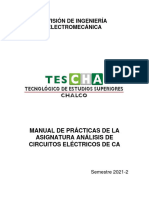 Practicas de Analisis de Circuitos Eléctricos de CA, Versión 2022-1