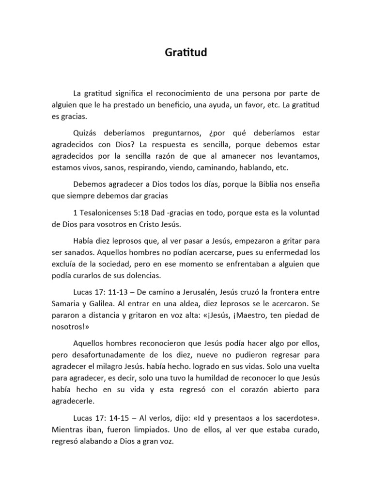 La importancia de la gratitud a Dios | PDF | Jesús | Salmos