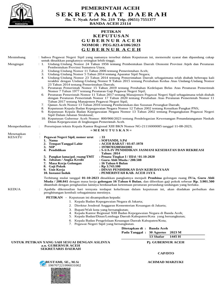 Sekretariat Daerah Pemerintah Aceh PDF