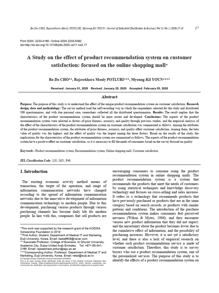 A Study On The Effect of Product Recommendation System On Customer ...