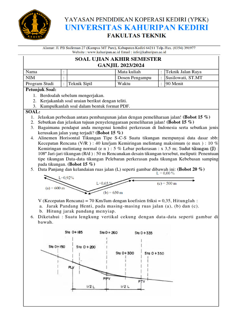 Uas Teknik Jalan Raya 2023 Pdf