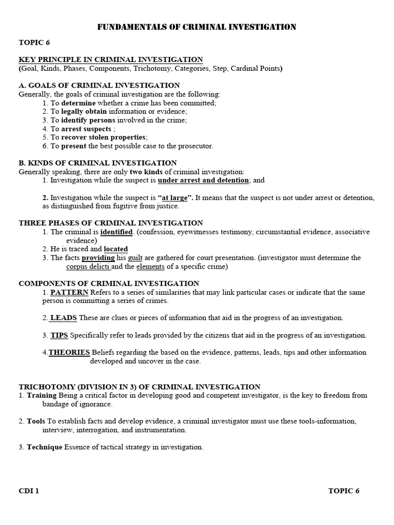 Key Principles of Criminal Investigation | PDF | Crime Scene | Crimes