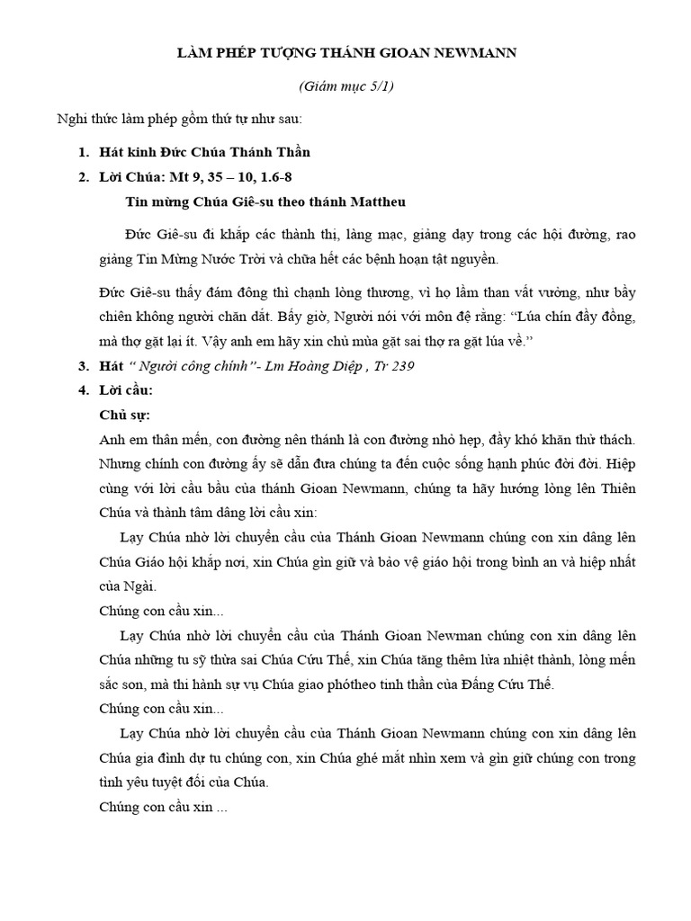 Làm Phép Tư NG Thánh Gioan Newmann | PDF