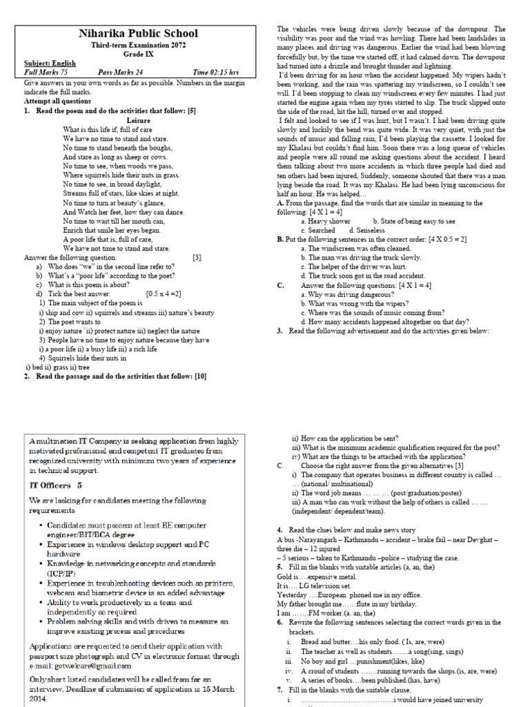 Class 9 english 2016 pdf