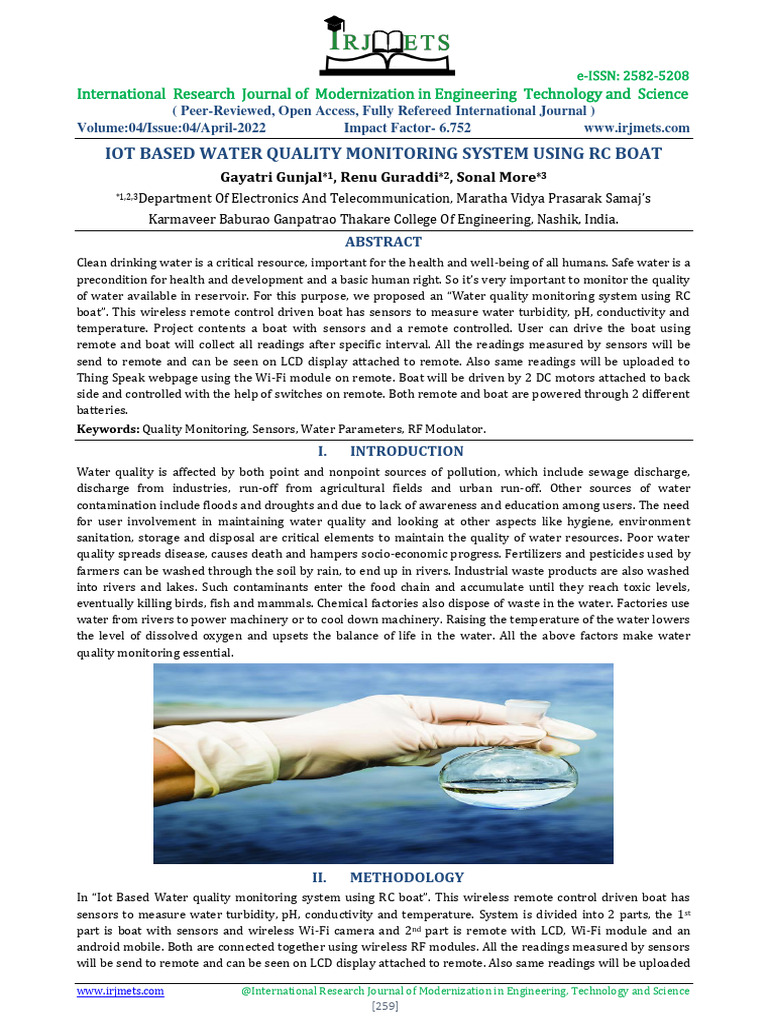 Iot Based Water Quality Monitoring System Using Rc Boat Circuit Diagram