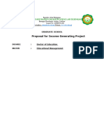 Proposal For Income Generating Project: Graduate School