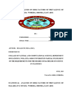 Statistical Analysis On Risk Factors of Prevalence of Malaria in Z/ Dugda Woreda, Oromia, East Arsi