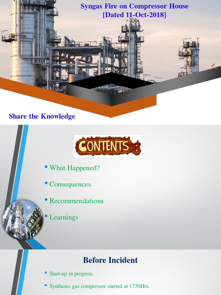 Syngas Compressor Fire Incident Report | PDF | Technology & Engineering