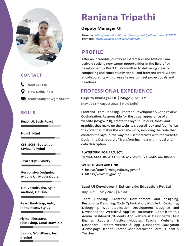 Ranjana Tripathi Lead UI CV | PDF | Websites | Web Application
