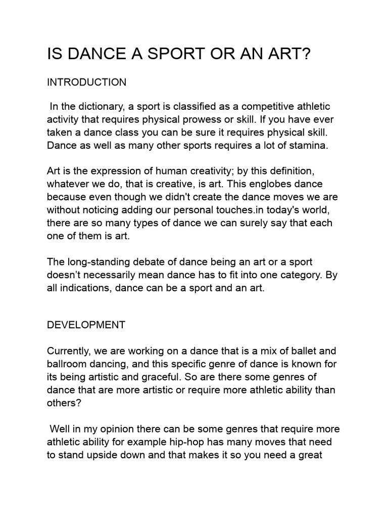 IS DANCE A SPORT OR AN ART development PDF