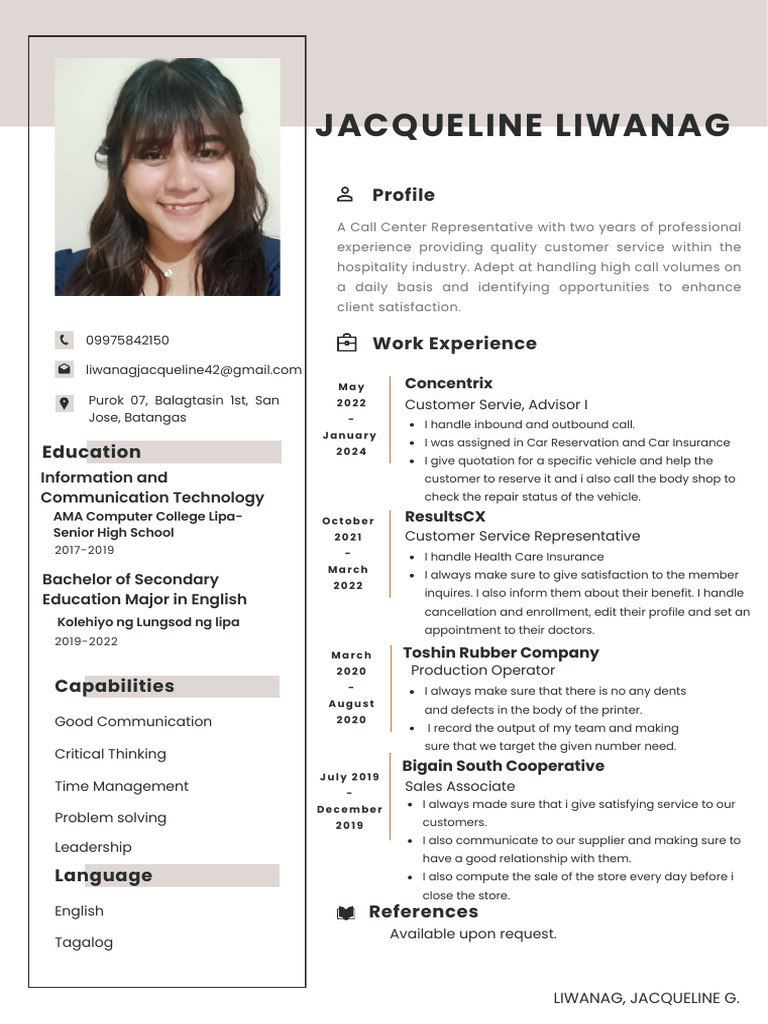 Simple Professional CV Resume | PDF | Customer | Call Centre