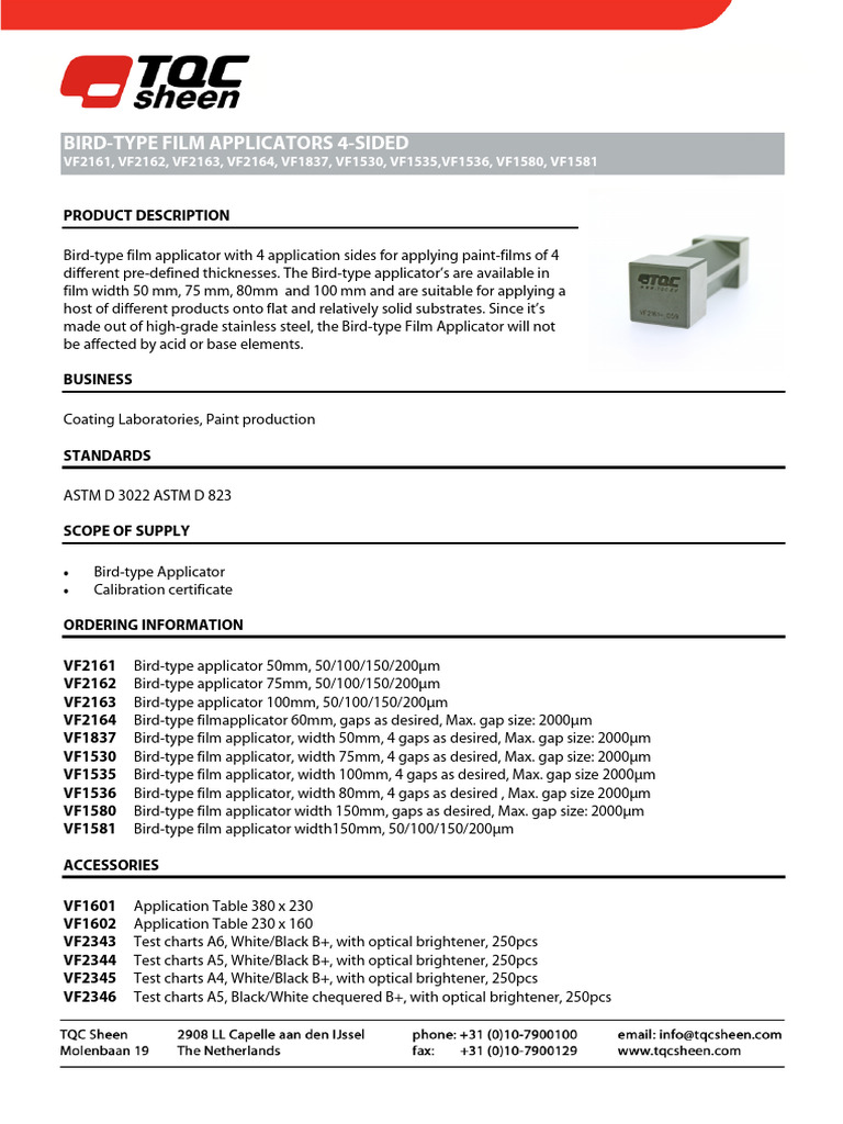 Bird Type Film Applicators vf2161 d44 12 PDF Heat Treating Materials