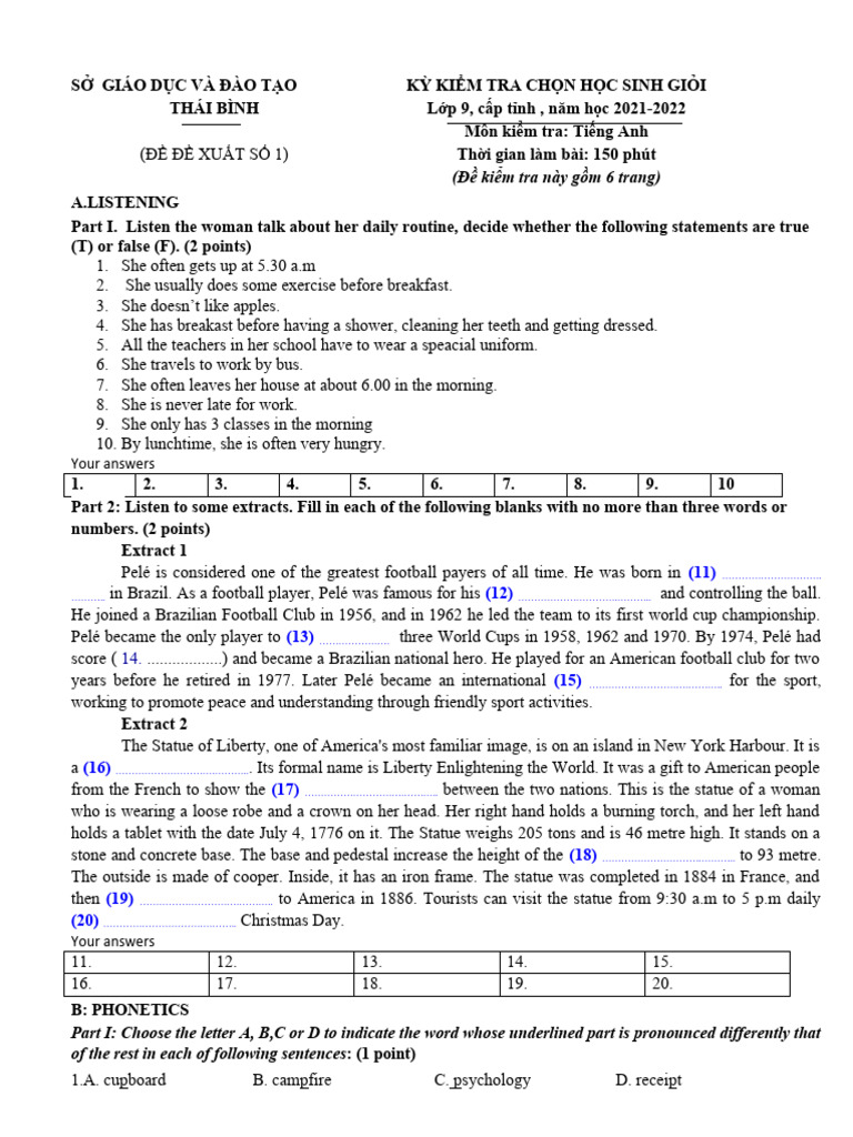 English Proficiency Test for 9th Grade | PDF | Egg As Food | Climate Change
