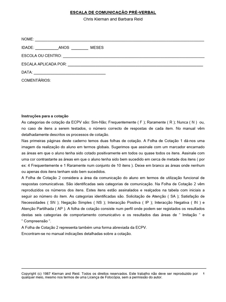 Escala Pre-Verbal | PDF | Comunicação | Imagem
