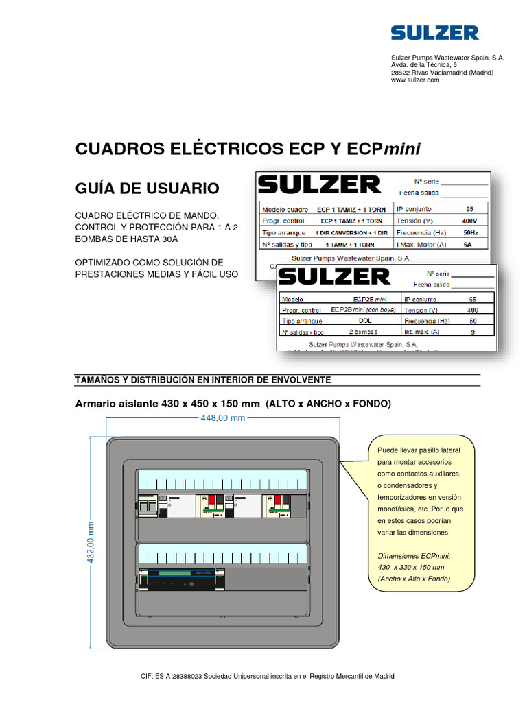 Guía de Usuario Cuadros ECP y ECPmini | PDF | Sensor | Motores
