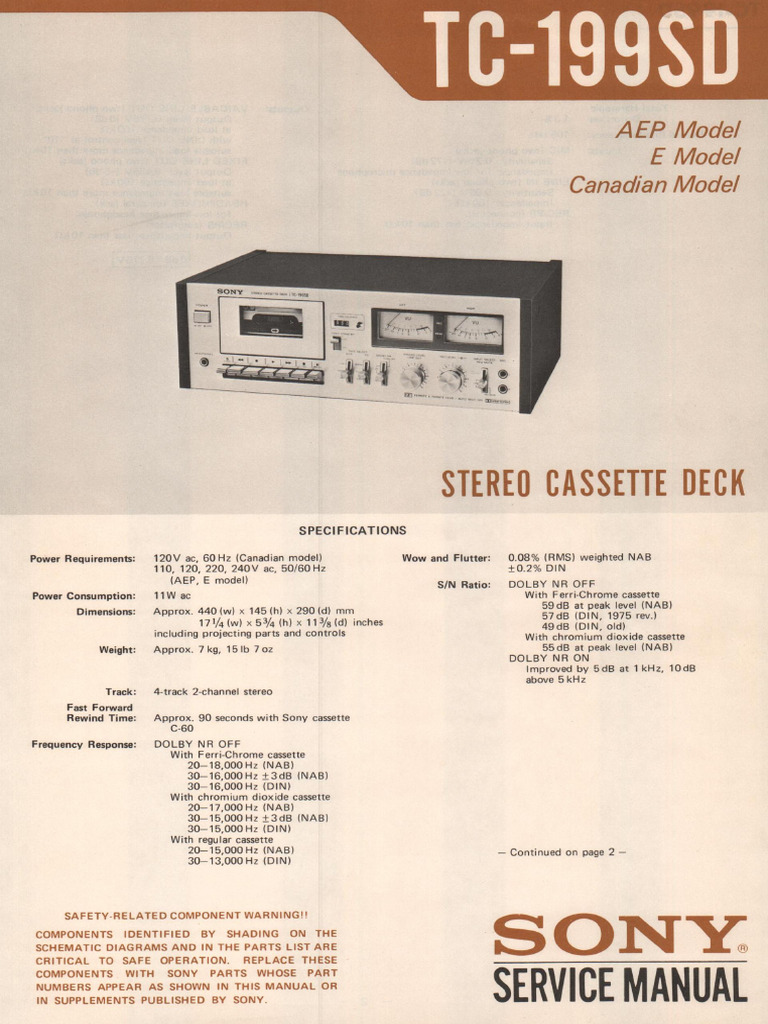 Sony TC 199sd | PDF