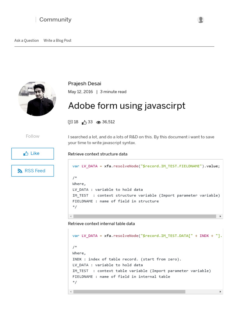 Adobe Form Using Javascript - SAP Blogs | PDF