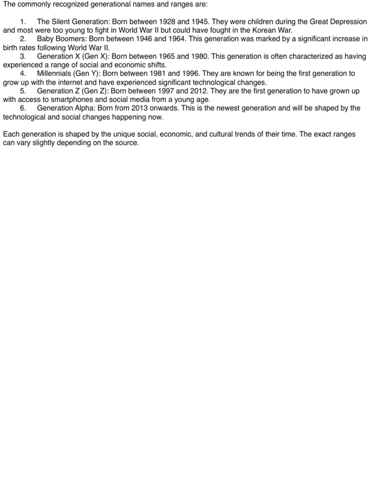 Generations Names | PDF