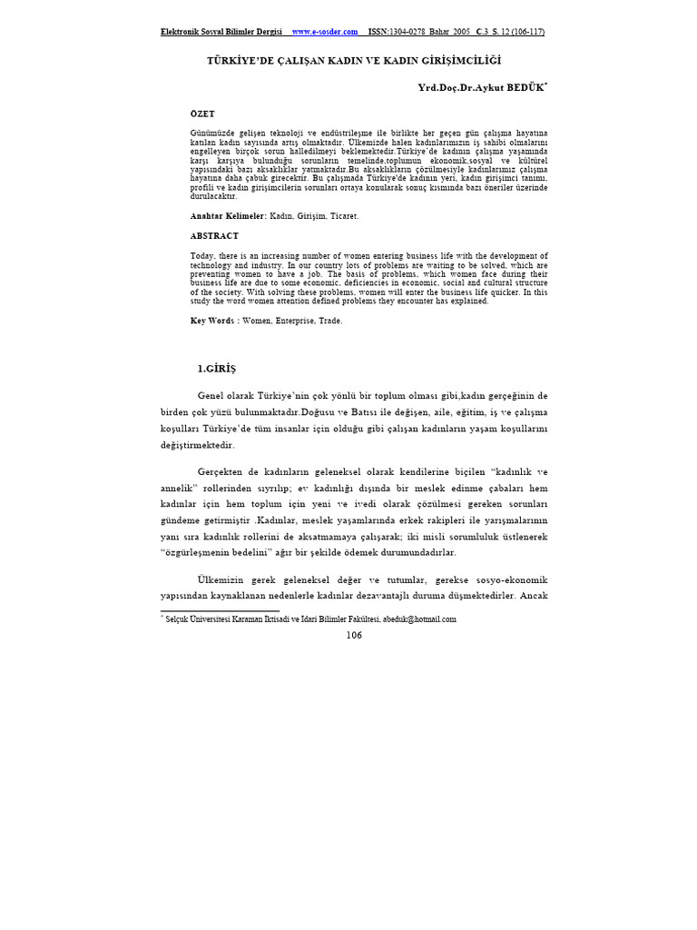  9lib Net T rkiye De al an Kad n Ve Kad n Giri imcili i PDF