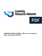 SPEAKING MARK SCHEME - LRN Level 1 Certificate in ESOL International (CEF B2)