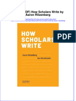 Ebook PDF How Scholars Write by Aaron Ritzenberg