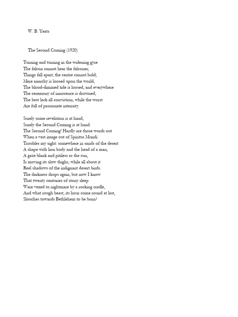 Yeats Poems Pdf