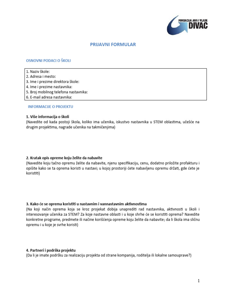 formular_za_prijavu_skola_ VLADE DIVAC20231101_081919 | PDF