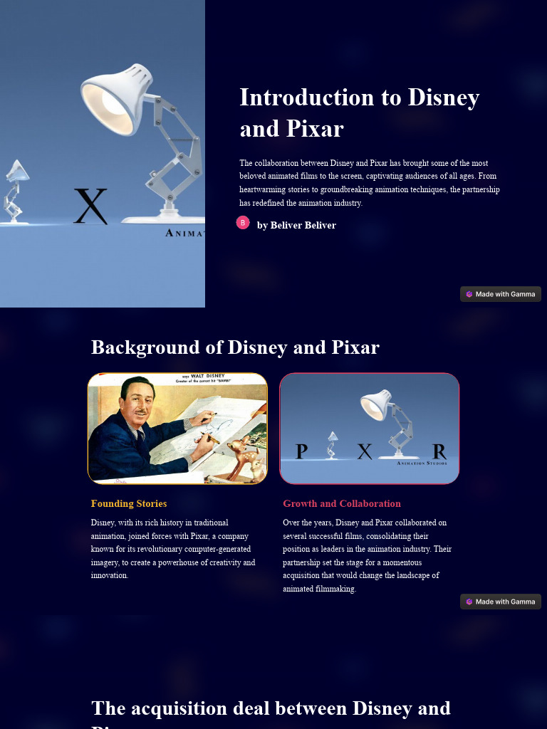 Disney-Pixar: A Creative Partnership | PDF | The Walt Disney Company ...