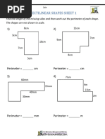 Perimeter of Rectilinear Shapes Sheet 1: 8cm 3cm 12cm