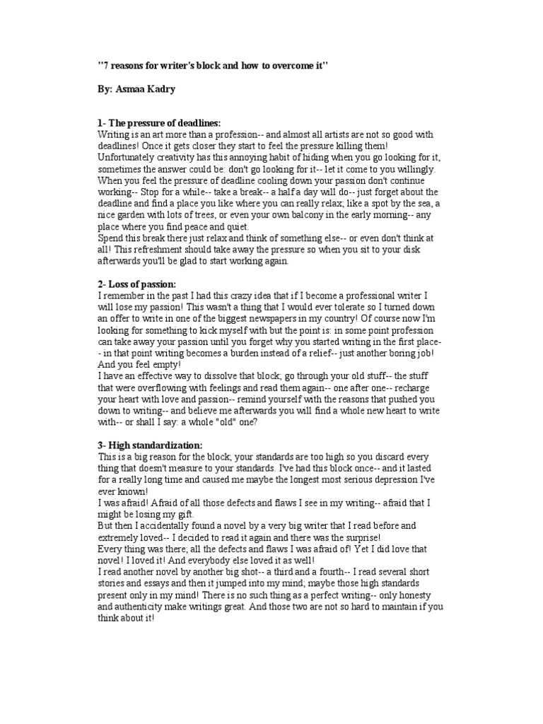 Writer's Block PDF Writer's Block