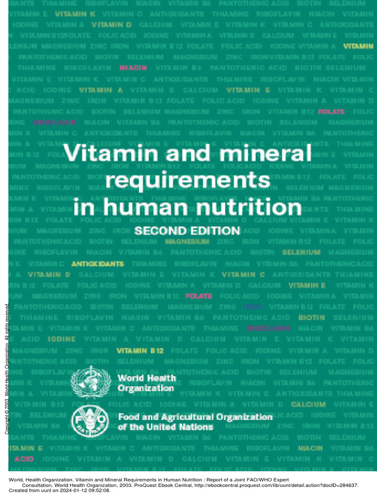 FAO Vitamin and Mineral Requirements in Human Nutritio... PDF Vitamin Nutrients
