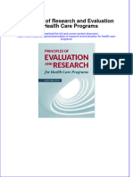 Principles of Research and Evaluation For Health Care Programs