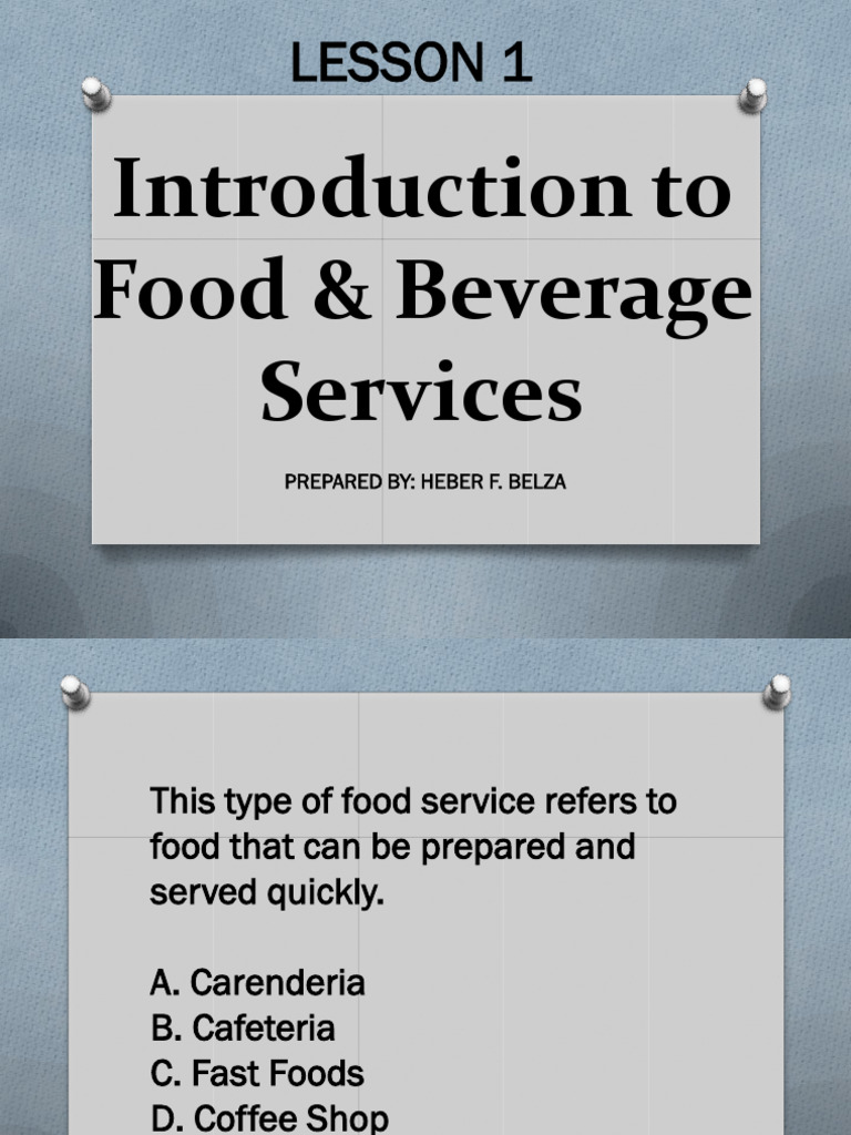 LESSON 1 Introduction To Food & Beverage Services PDF