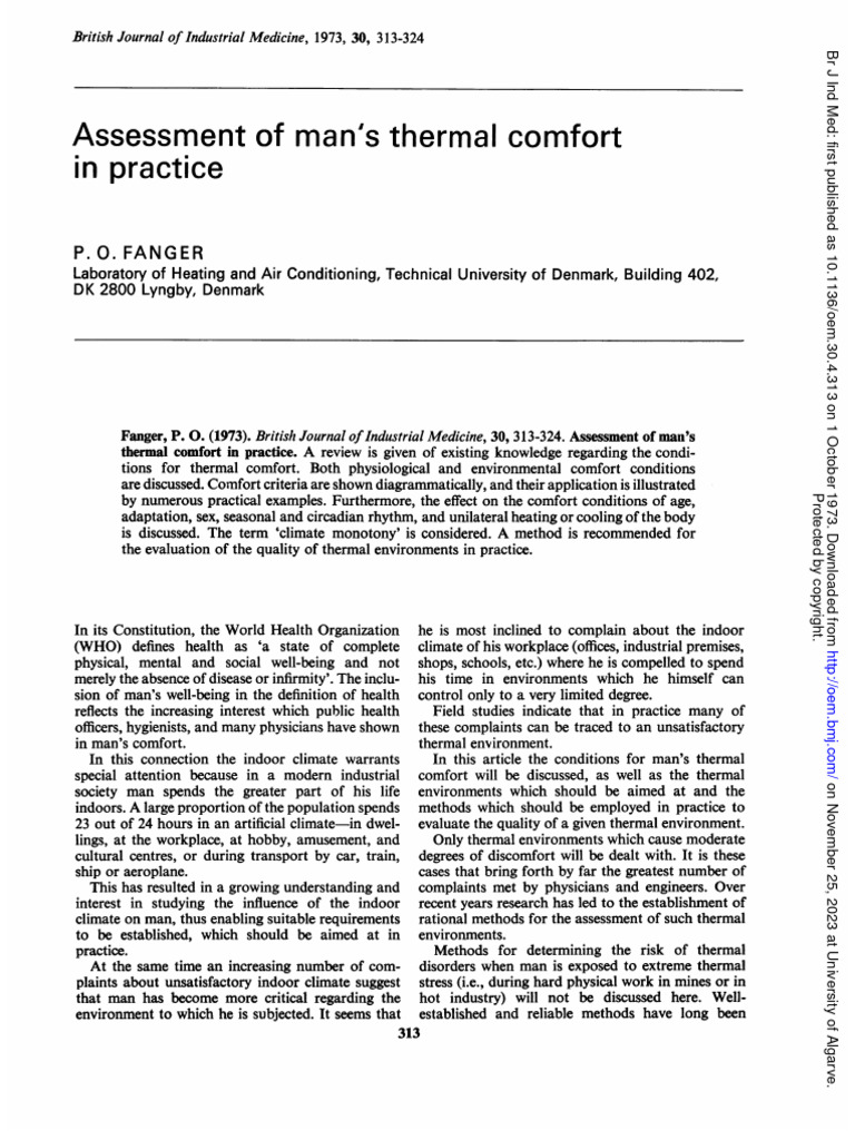 Assessment of Man's Thermal Comfort in Practice | PDF | Heat | Heat ...