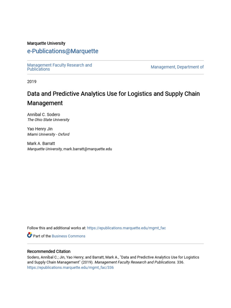 Big Data Analytics in Supply Chain | PDF | Theory | Analytics