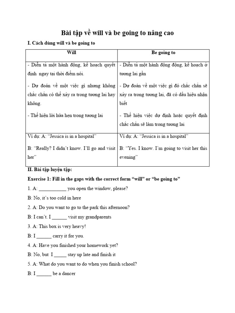 Bai tap ve will va be going to nang cao pdf