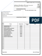 Bed Line Training Attendance Format.