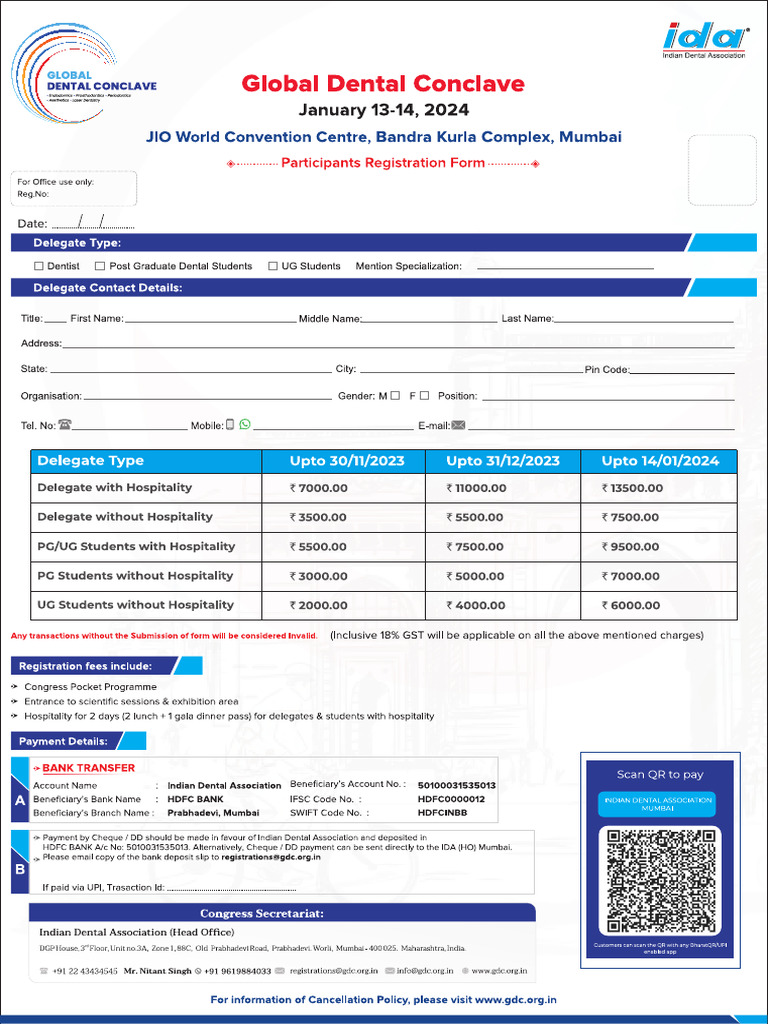 GDC 2024 Registration Form PDF
